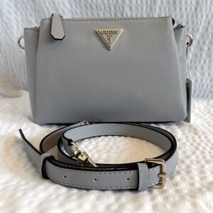 GUESS Noelle triple compartment faux-leather small crossbody bag - Lavender grey